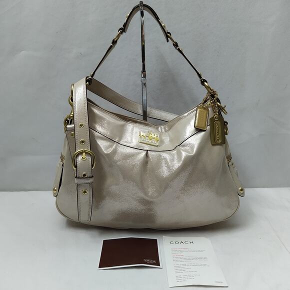 Coach Madison Beige Leather Zipper Closure Crossbody Shoulder Bag - Picture 1 of 16